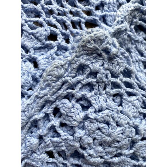 Y2K Crochet Long Sleeve Top - Baby Blue - Women's Small - Picture 5 of 8